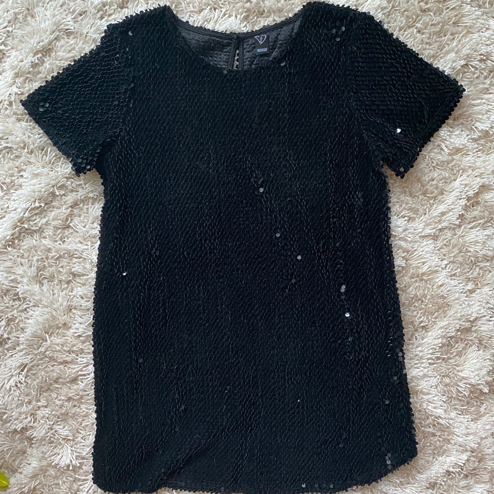 Matte Black Sequin T-Shirt Dress